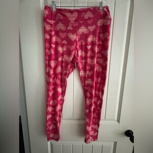 LuLaRoe Kids Leggings with Pink and Cream Hearts